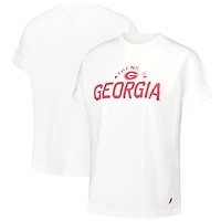 T-shirt à revers roulé blanc Georgia Bulldogs Slub pour femmes de la ligue universitaire