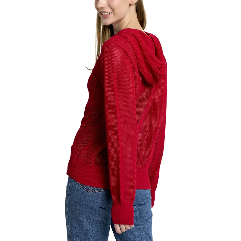 Pull à capuche d'été entièrement zippé en maille ton sur Lusso Red Georgia Bulldogs pour femmes
