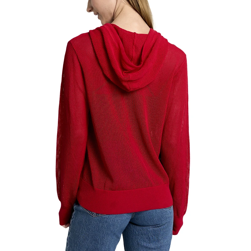 Pull à capuche d'été entièrement zippé en maille ton sur Lusso Red Georgia Bulldogs pour femmes