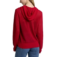 Pull à capuche d'été entièrement zippé en maille ton sur Lusso Red Georgia Bulldogs pour femmes