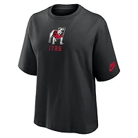 T-shirt Nike noir pour femme Georgia Bulldogs Legacy Established Boxy