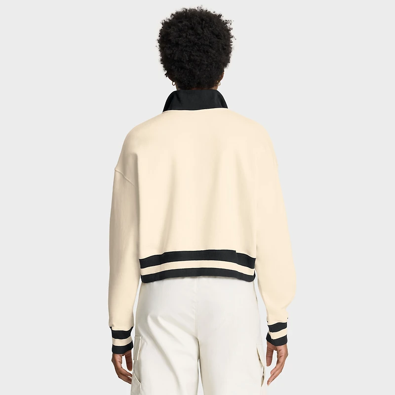 Women's Nike Cream Georgia Bulldogs Oversized Legacy Cropped Half-Zip Sweatshirt