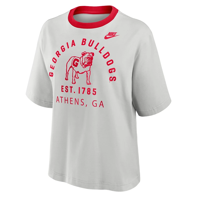 Women's Nike Gray Georgia Bulldogs Legacy Arch Script Boxy T-Shirt