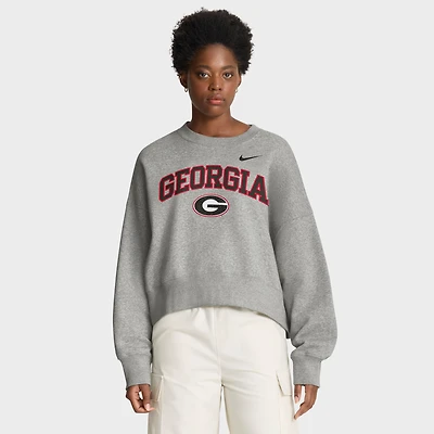 Women's Nike Red Georgia Bulldogs Oversized Phoenix Arch Pullover Sweatshirt
