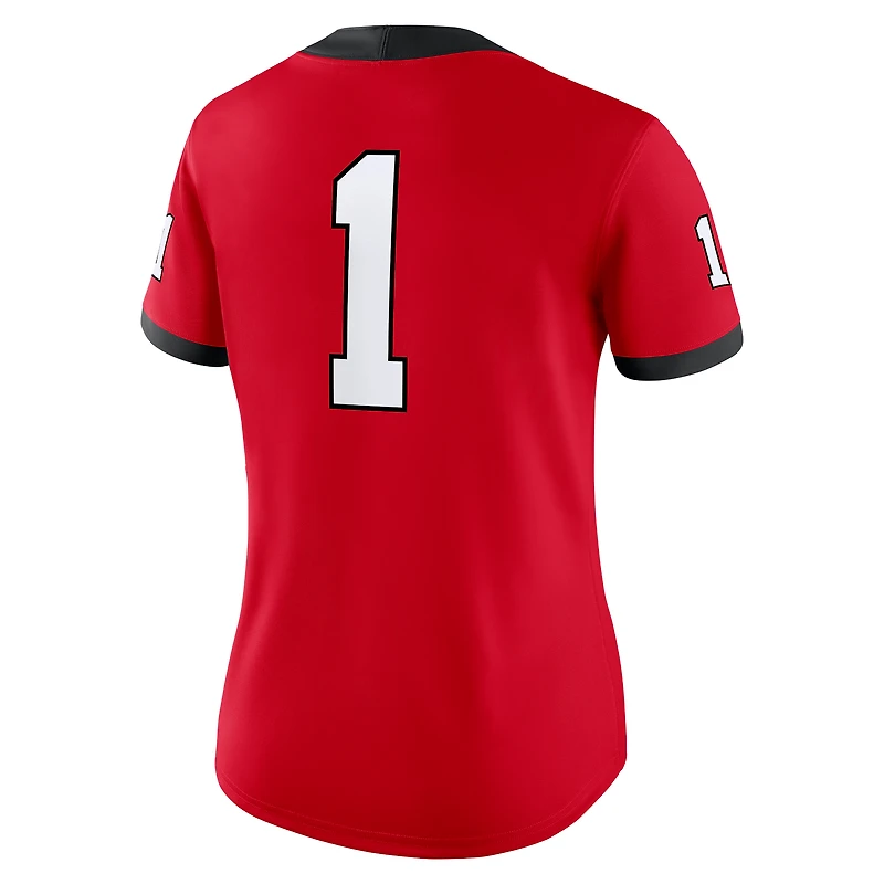 Maillot de match rouge Nike #1 Georgia Bulldogs pour femme