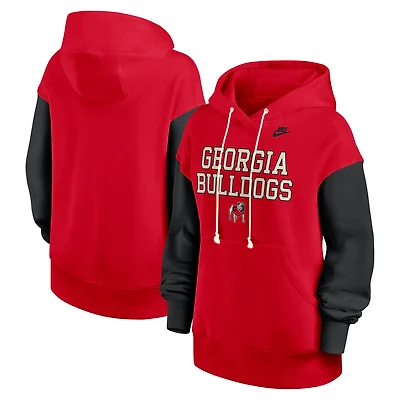 Women's Nike Red/Black Georgia Bulldogs Oversized Legacy Phoenix Pullover Hoodie
