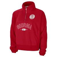 Women's Nike Red Georgia Bulldogs Fly Fleece Quarter-Zip Jacket