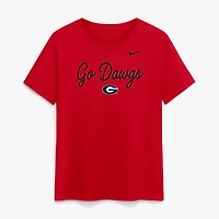 Women's Nike Red Georgia Bulldogs Script Mantra Logo T-Shirt