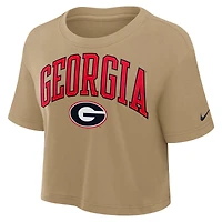 Women's Nike Tan Georgia Bulldogs Athletic Prep Arch Dri-FIT Cropped T-Shirt