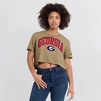 Women's Nike Tan Georgia Bulldogs Athletic Prep Arch Dri-FIT Cropped T-Shirt