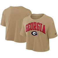 T-shirt court Nike Tan Georgia Bulldogs Athletic Prep Arch Dri-FIT pour femme