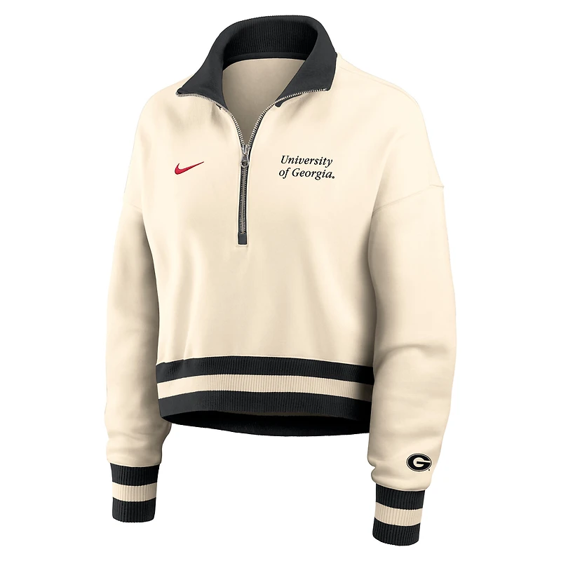 Sweat-shirt Nike Tan Georgia Bulldogs Legacy à demi-zip pour femme