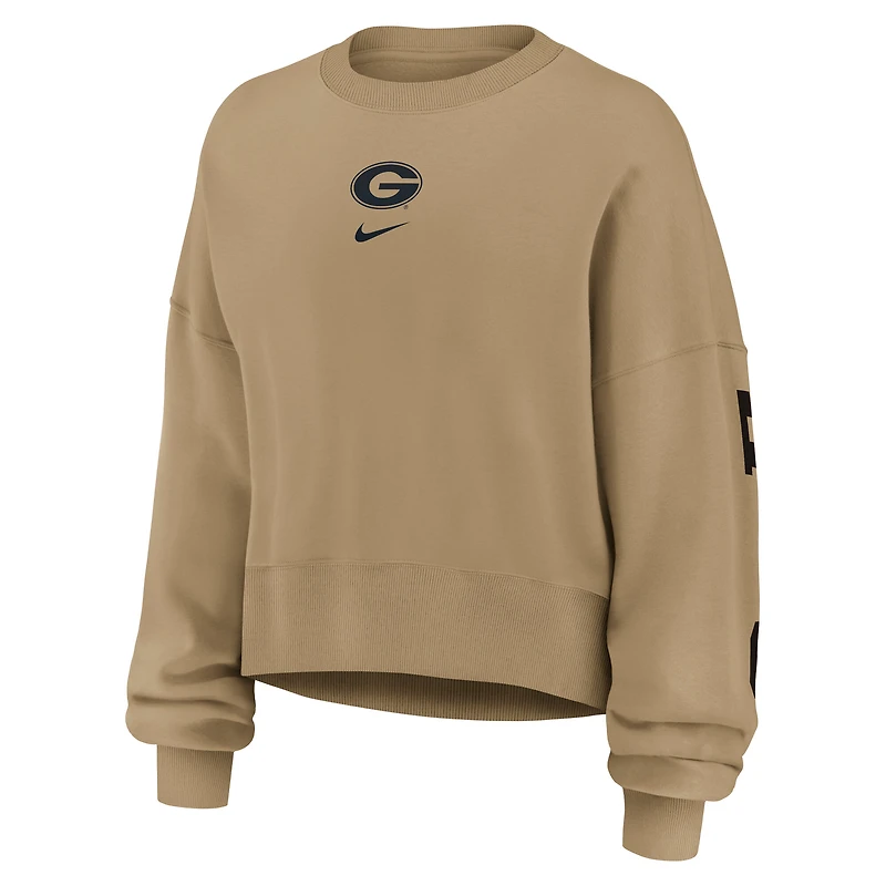Sweat-shirt Nike Tan Georgia Bulldogs surdimensionné Phoenix 2-Hit pour femme