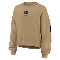 Sweat-shirt Nike Tan Georgia Bulldogs surdimensionné Phoenix 2-Hit pour femme