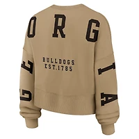 Women's Nike Tan Georgia Bulldogs Oversized Phoenix 2-Hit Pullover Sweatshirt