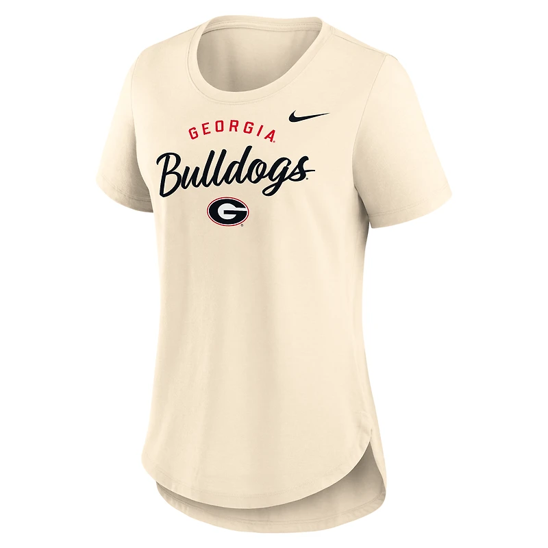 T-shirt Nike Tan Georgia Bulldogs Tri-Blend pour femme avec logo script