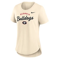 T-shirt Nike Tan Georgia Bulldogs Tri-Blend pour femme avec logo script