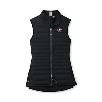 Gilet sans manches Peter Millar noir Georgia Bulldogs Fuse Hybrid à fermeture éclair intégrale pour femme