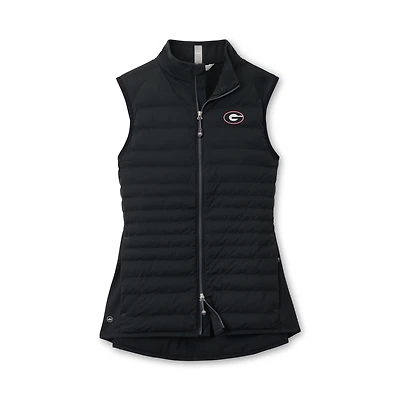 Gilet sans manches Peter Millar noir Georgia Bulldogs Fuse Hybrid à fermeture éclair intégrale pour femme