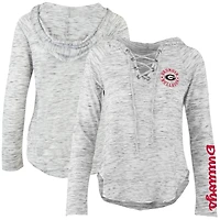 T-shirt à manches longues col en V et lacets Pressbox Georgia Bulldogs pour femme, gris