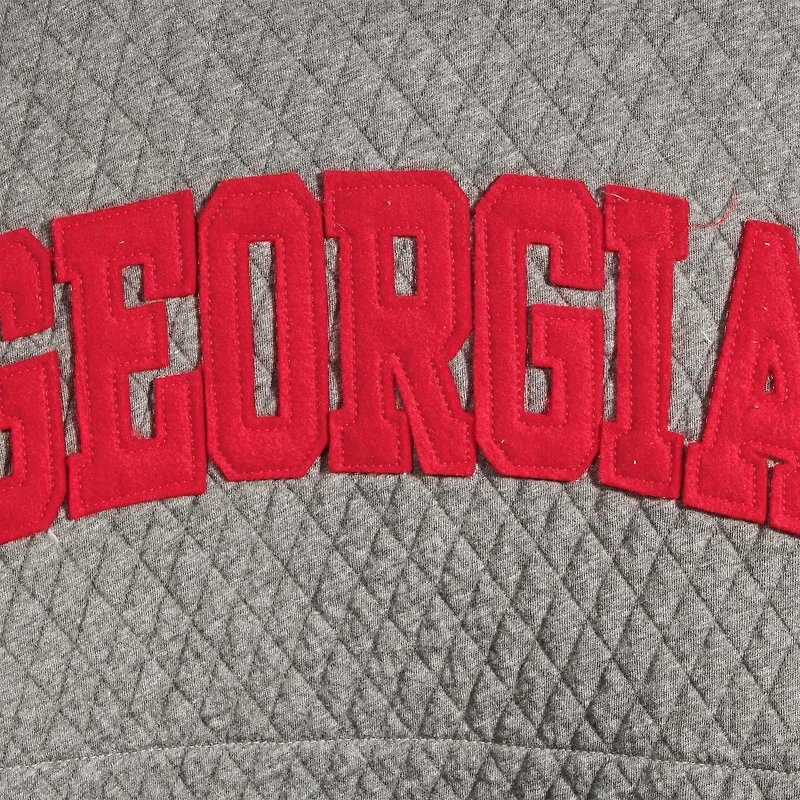 Women's Pressbox Heather Charcoal Georgia Bulldogs Moose Quilted Pullover Sweatshirt