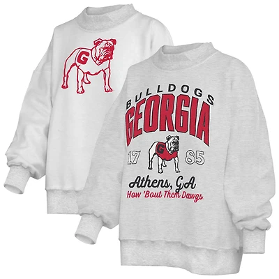 Sweat-shirt réversible Pressbox gris chiné pour femmes, à l'effigie des Georgia Bulldogs.