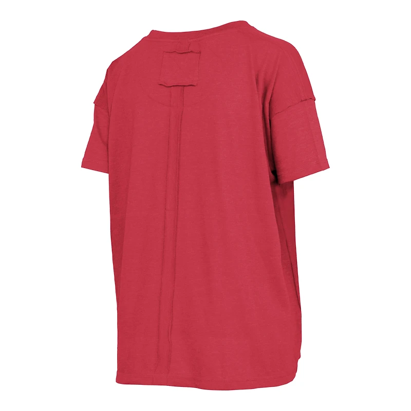 T-shirt oversize à coutures apparentes, rouge chiné, Georgia Bulldogs, avec inscription tourbillonnante et logo de l'équipe.