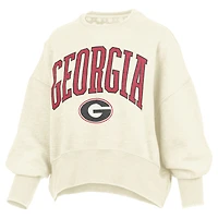 Sweat-shirt ras du cou surdimensionné à taille haute pour femme, imprimé naturel des Georgia Bulldogs
