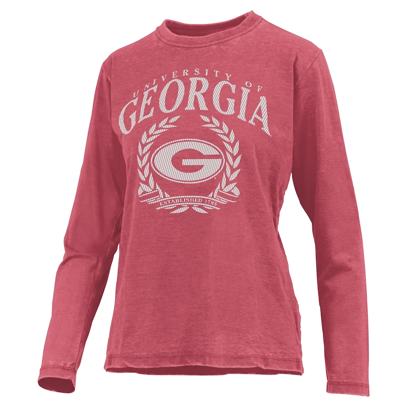 T-shirt à manches longues Pressbox Red Georgia Bulldogs Chandler Olive Leaf Arch pour femmes