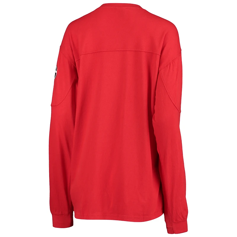 Haut à manches longues oversize Edith rouge Georgia Bulldogs pour femme, Pressbox