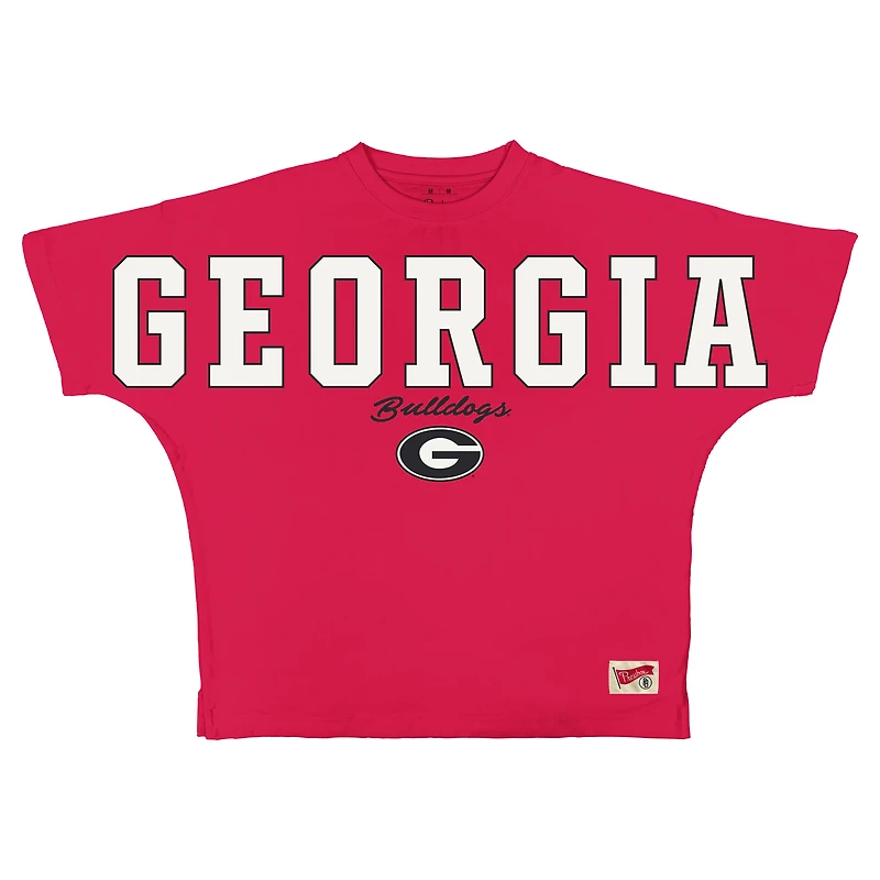 T-shirt oversize en flanelle rouge Pressbox Georgia Bulldogs pour femmes