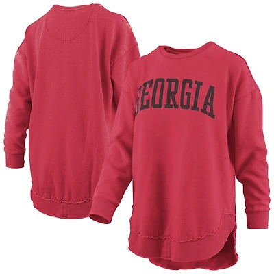 Women's Pressbox  Red Georgia Bulldogs Melange Poncho Vintage Fleece Long Sleeve Pullover Sweatshirt