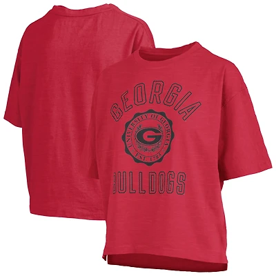 Women's Pressbox Georgia Bulldogs Motley Crew Bishop Waist Length Oversized Slub T-Shirt