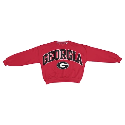 Women's Pressbox Red Georgia Bulldogs Oversized Janice Waist-Length Sweatshirt