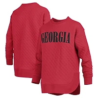 Women's Pressbox Red Georgia Bulldogs Quilted Long Sleeve Pullover Sweatshirt