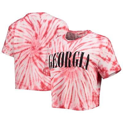 T-shirt court teint par nœuds Pressbox Georgia Bulldogs Showtime pour femme, rouge