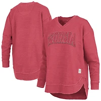 Women's Pressbox  Red Georgia Bulldogs Westin Poncho V-Neck Pullover Sweatshirt
