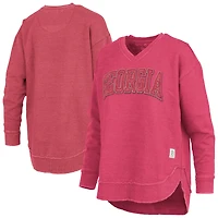 Women's Pressbox Red Georgia Bulldogs Westin Poncho V-Neck Pullover Sweatshirt