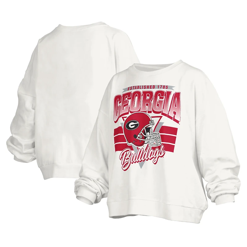 Sweat-shirt surdimensionné à logo rétro Janice des Georgia Bulldogs pour femme Pressbox White
