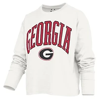 Women's Pressbox White Georgia Bulldogs Motley Boxy Waist-Length Long Sleeve T-Shirt