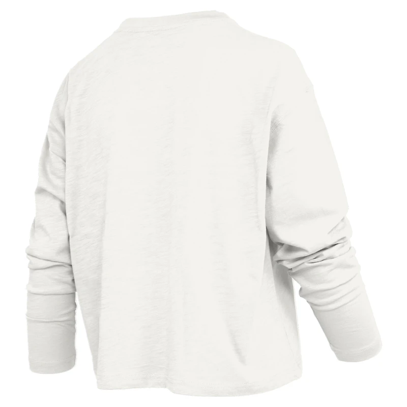 Women's Pressbox White Georgia Bulldogs Motley Boxy Waist-Length Long Sleeve T-Shirt