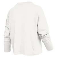 Women's Pressbox White Georgia Bulldogs Motley Boxy Waist-Length Long Sleeve T-Shirt