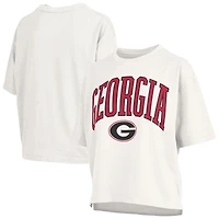 T-shirt oversize à manches longues en jersey flammé blanc Pressbox pour femme, Georgia Bulldogs, grande taille, Nelson Motley Crew