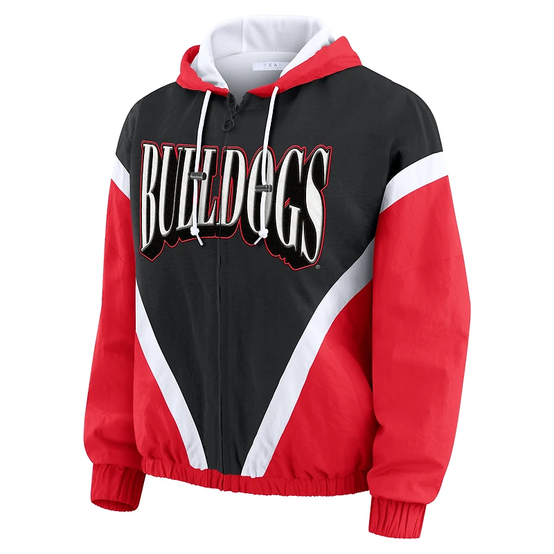 Women's WEAR by Erin Andrews Red/Black Georgia Bulldogs Colorblock Full-Zip Hoodie Windbreaker Jacket