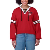 Women's WEAR by Erin Andrews Red Georgia Bulldogs Lace-Up Pullover Sweater
