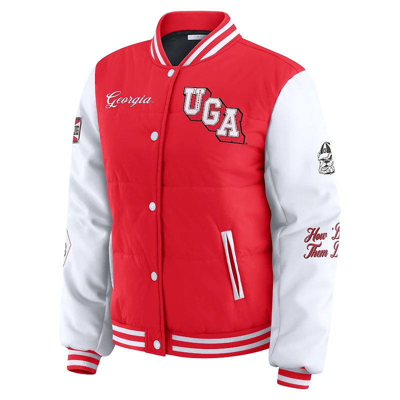 Women's WEAR by Erin Andrews  Red Georgia Bulldogs Varsity Puffer Jacket