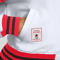 Women's WEAR by Erin Andrews White/Red Georgia Bulldogs Satin Stitch Full-Snap Fleece Sweatshirt Jacket