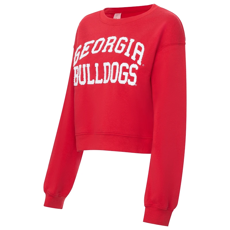 Sweat-shirt court en chenille rouge ZooZatz pour femme, motif Georgia Bulldogs