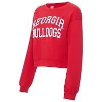 Sweat-shirt court en chenille rouge ZooZatz pour femme, motif Georgia Bulldogs