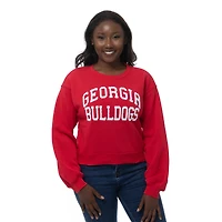 Sweat-shirt court en chenille rouge ZooZatz pour femme, motif Georgia Bulldogs